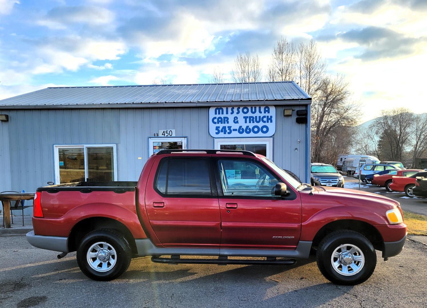 2001 Red /Gray Ford Explorer Sport Trac Sport Trac (1FMZU77E41U) with an 4.0L V6 engine, Automatic transmission, located at 450 N Russell, Missoula, MT, 59801, (406) 543-6600, 46.874496, -114.017433 - Highly Desirable little 4WD. Only 86K Miles. Air. Cruise. Tilt. Power Drivers Seat. Power Windows and Locks. AM FM CD Changer. Clean Carfax. This vehicle is more then 20 years old and is not eligible for lending through our finance companies. - Photo#0